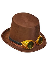 Brown top hat with glasses