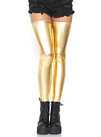 Calze autoreggenti wetlook oro