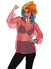 Camicia a rete rosa neon