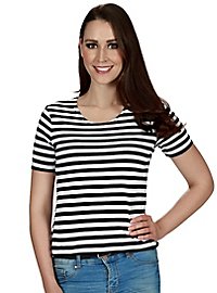 Camicia a righe bianche e nere da donna