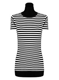 Camicia a righe da donna a maniche corte in bianco e nero - adatta per tutti i giorni