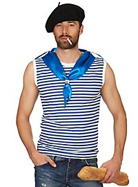 Camicia a righe senza maniche con sciarpa