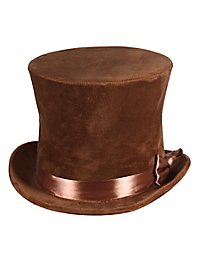 Cappello a cilindro marrone con fiocco