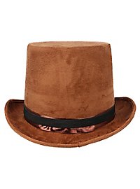 Cappello a cilindro marrone con occhiali