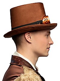 Cappello a cilindro marrone con occhiali