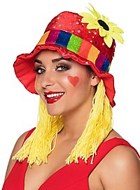 Cappello da clown con capelli a spaghetti