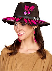 Cappello da cowboy con decorazione di piume