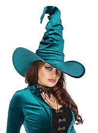Cappello da strega in velluto turchese