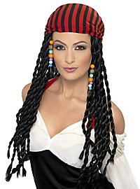 Captain Jacky pirate wig with headscarf