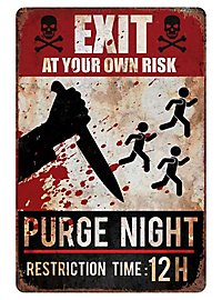 "Cartello decorativo di Halloween "Purge Night