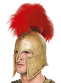Casco spartano con pettine rosso