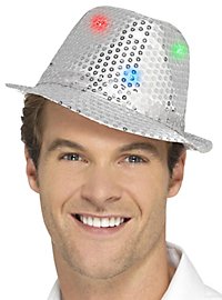 Chapeau à paillettes LED argent