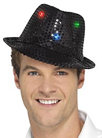 Chapeau à paillettes LED noir