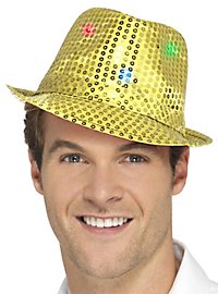 Chapeau à paillettes LED or