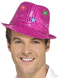 Chapeau à paillettes LED rose