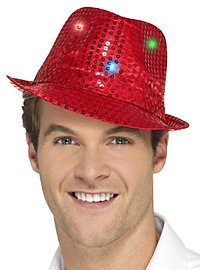 Chapeau à paillettes LED rouge