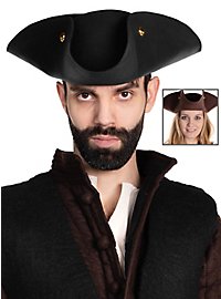 Chapeau de pirate Tricorne en feutre de laine - Henry