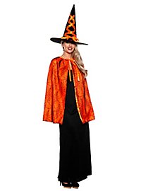 Chapeau de sorcière & cape set orange