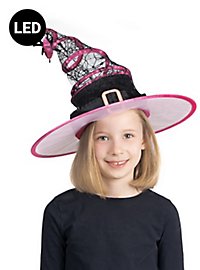 Chapeau de sorcière LED rose
