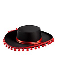 Chapeau flamenco noir et rouge