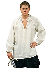 LucMatton Chemise Renaissance Homme – Costume Médiéval Vintage, Col Mandarin, Cordon De Serrage – Pour Cosplay Et Fêtes