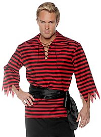 Chemise pirate à rayures noires et rouges