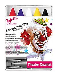 Cinq crayons de maquillage de carnaval avec taille-crayon