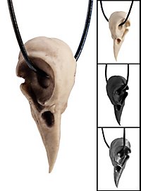 Ciondolo a forma di teschio di corvo con cinturino in pelle