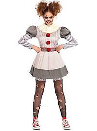 XL L KILLER CLOWN Kostüm Overall MIT MASKE Pierrot Halloween Psycho Horror S,M 