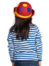 Clownskostüm für Kinder mit blauem Ringershirt, Clownsnase und Hut