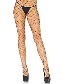 Coarsely Meshed Fishnet Pantyhose with Rhinestones