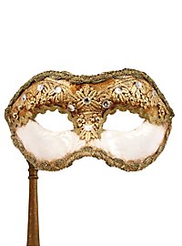Venezianische Maske "Volto macrame argento con bastone" Karneval Venezia 