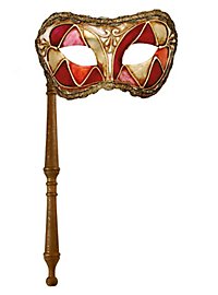 Colombina arlecchino rosso con bastone - Venetian Mask