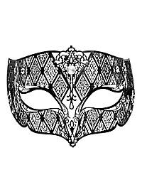 Colombina Casanova de metallo nero Venetian metal mask