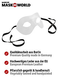 Colombina Liscia Hvid Venetiansk Lædermaske