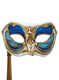 Colombina Monica blu bianco con bastone - Venetian Mask