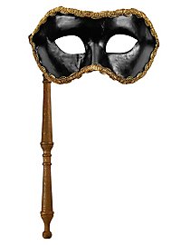 Colombina nero con bastone Venezianische Maske