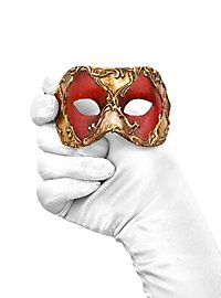 Colombina piccolo scacchi rosso oro maschera veneziana in miniatura