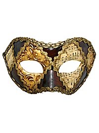 Colombina scacchi oro cuoio musica - Venezianische Maske