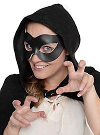 Colombina Spiona nero maschera in pelle veneziana