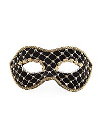 Colombina velluto nero oro Venetian Mask