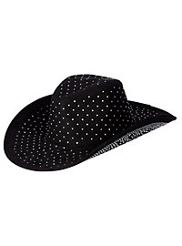 Cowboyhoed met glitterstenen zwart