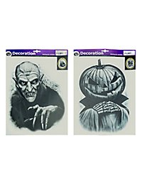 Décoration de fenêtre Halloween Nosferatu & Roi des citrouilles