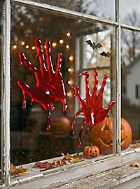 Decorazione per finestre con mani insanguinate