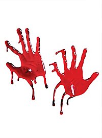 Decorazione per finestre con mani insanguinate