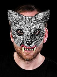 Demi-masque loup gris en latex