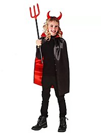 Devil costume for children 4-piece with cape, devil horns, trident and make-up