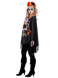 Dia de los Muertos Poncho mit Flower-Skull