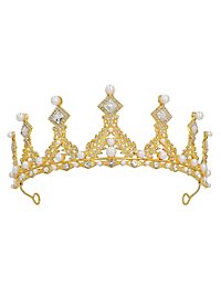 Diadema dorato con perle