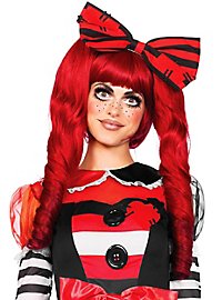 Doll Wig with Pigtail Clips red